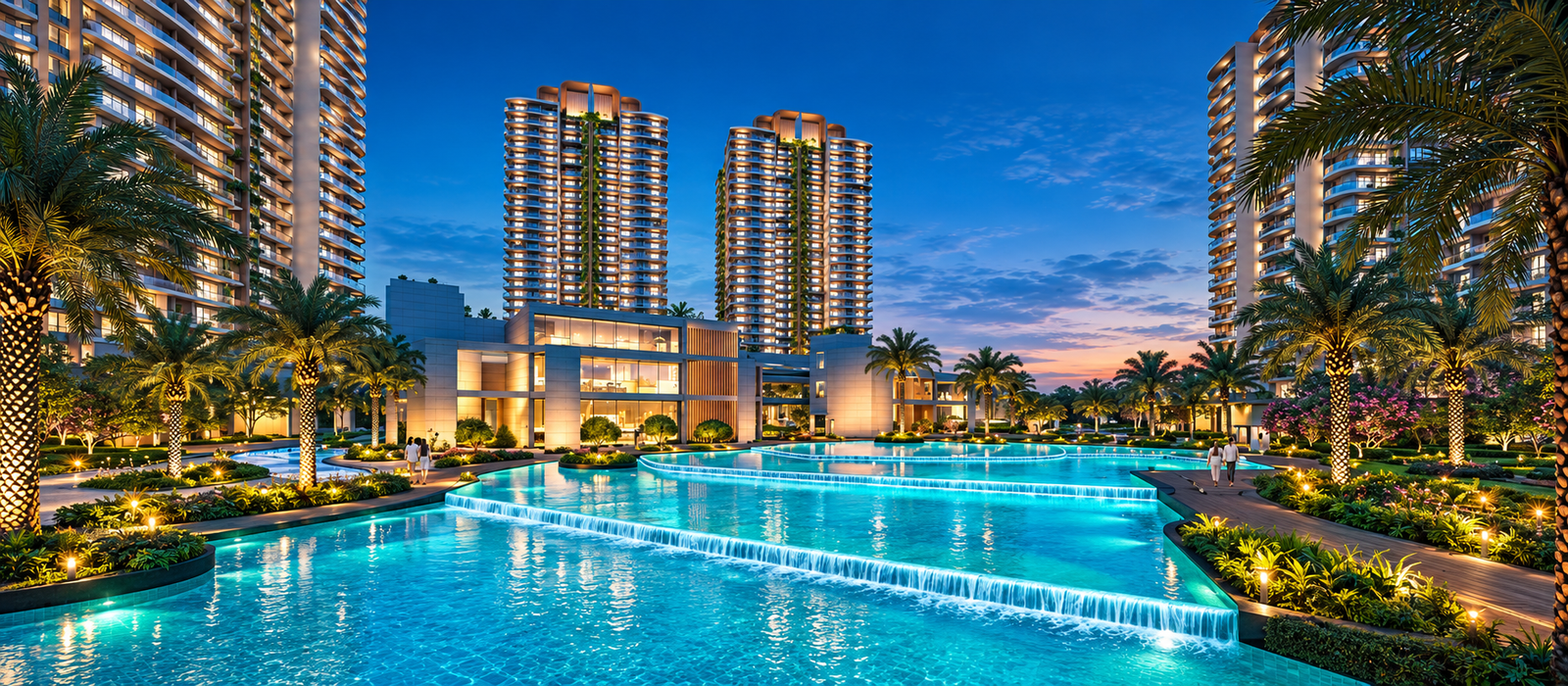 County Cocoa club pool and towers at dusk