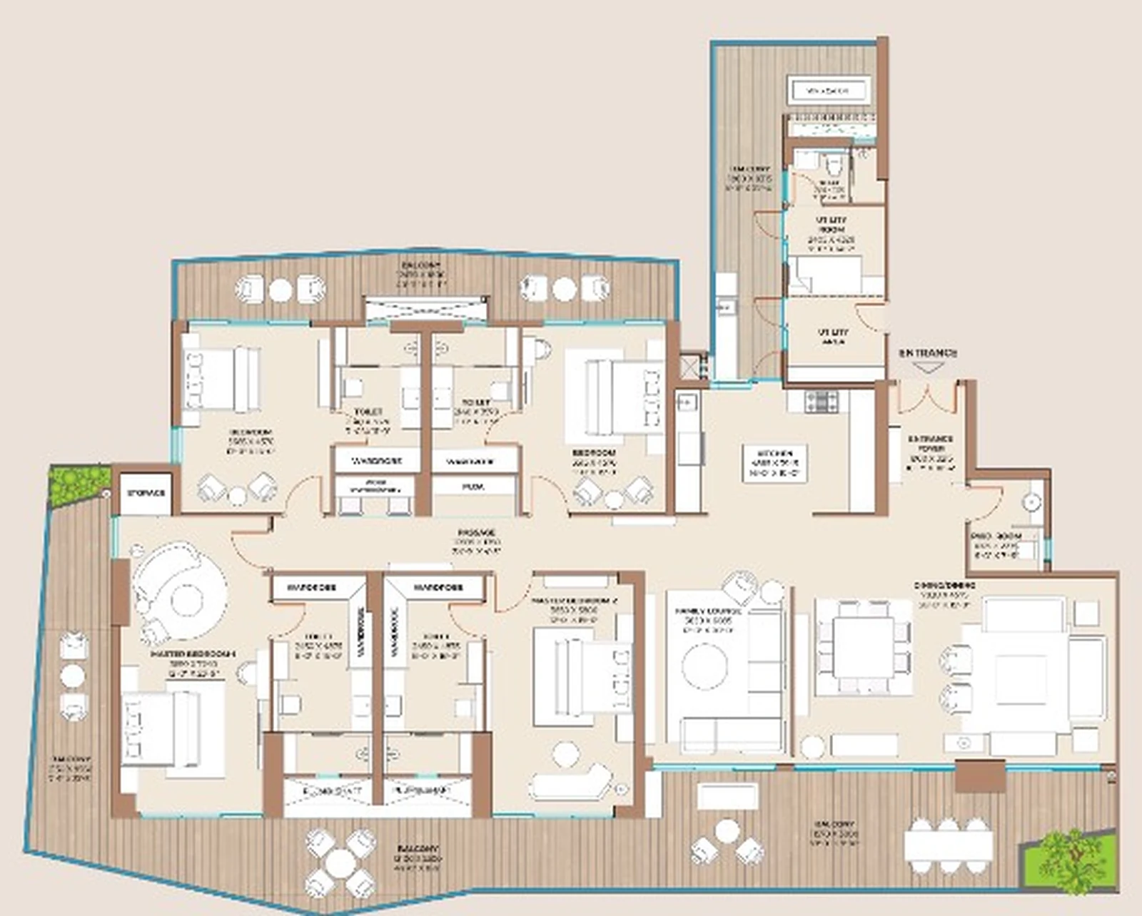 Cocoa County Type A 4 BHK signature floor plan in Sector 88A Gurgaon