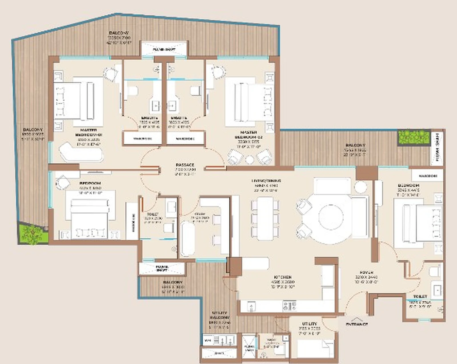 Cocoa County Type C 4 BHK floor plan in Sector 88A Gurgaon